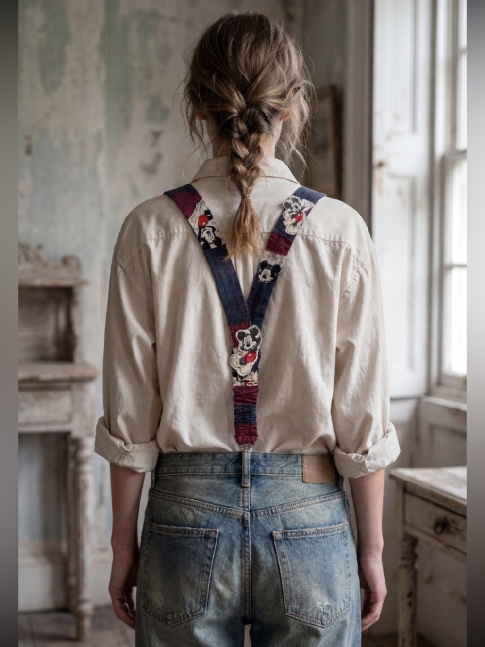 Mickey Mouse Suspenders - Blue and Red